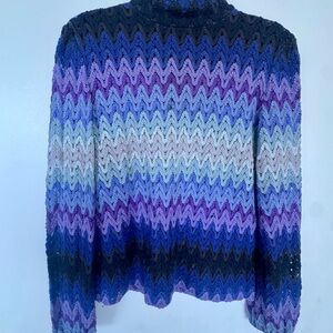 Missoni Blue and Purple Chevron Turtleneck Sweater